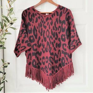 NWT Maroon & black animal print sweater Small